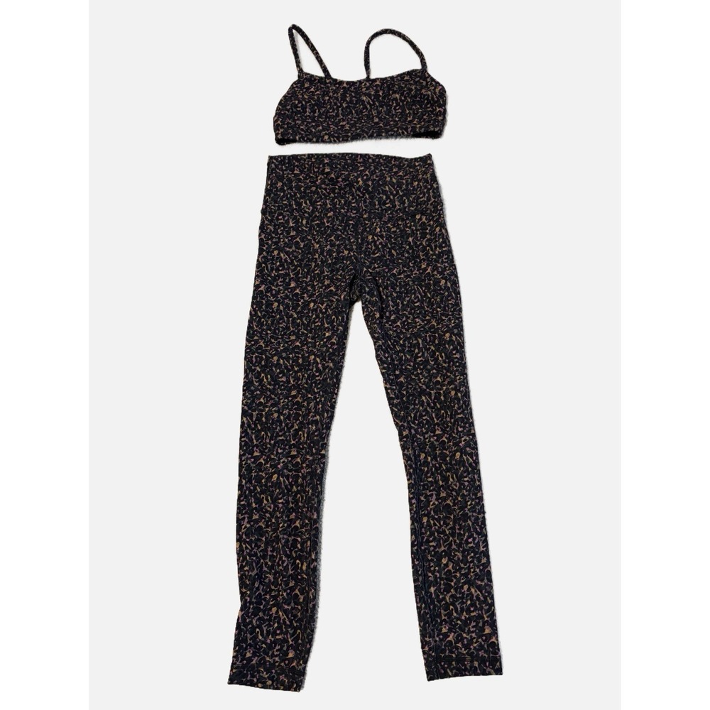 Lululemon‎ Wunder Train Set High-Rise Tights 25" Sports Bra Size 6 Micro Leopard